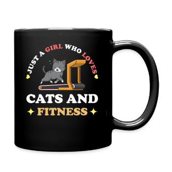 Fitness and Cats Saying - Full Colour Mug - black - Right