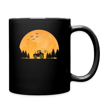 Traktorfahrer Traktor Trecker Landwirt Bauer Mond - Tasse einfarbig - Schwarz - Rechts