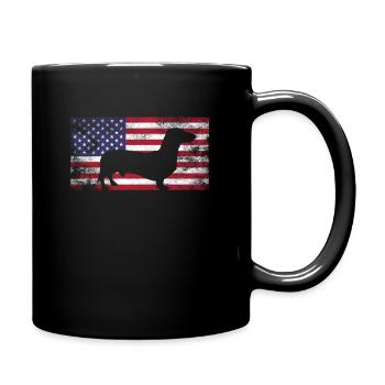 Dackelhund Dackel Hund Geschenk USA Flagge Amerika - Tasse einfarbig - Schwarz - Rechts