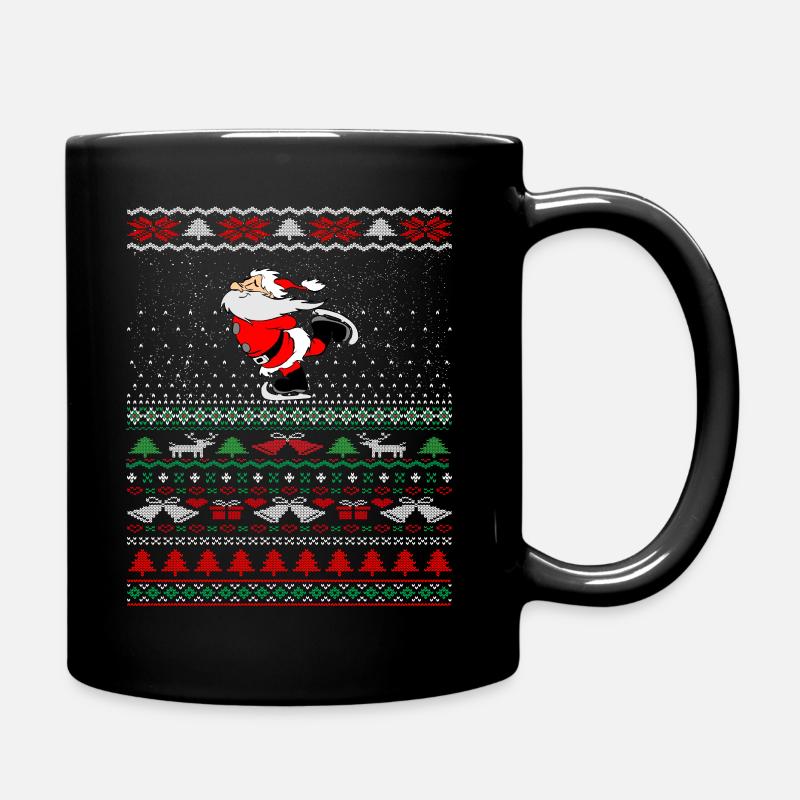 Hässlicher Weihnachtspullover Santa Skating Geschenkidee - Tasse einfarbig - Schwarz