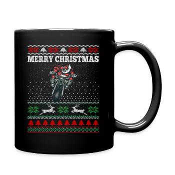Ugly Christmas Sweater Santa Riding Moto - Mug uni - noir - Droite