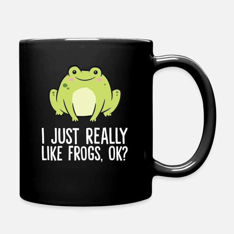 I Just Really Like Frogs, Ok? Funny Frog Lover - Full Colour Mug - black