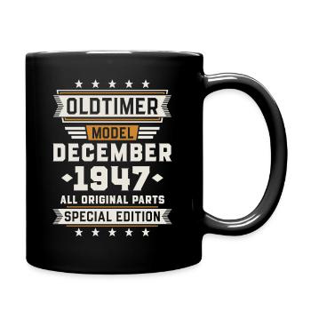 Oldtimer December 1947 Geburtstag Geschenk - Tasse einfarbig - Schwarz - Rechts