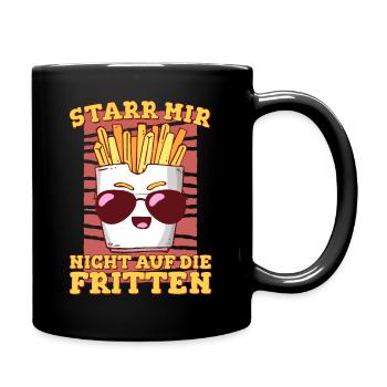 Pommes Frites | Starr mir nicht auf die Fritten | - Tasse einfarbig - Schwarz - Rechts