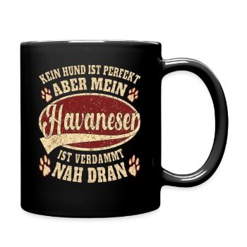 Havaneser perfekter Hund Spruch Retro - Tasse einfarbig - Schwarz - Rechts