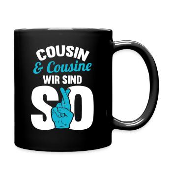 Cousin und Cousine - Tasse einfarbig - Schwarz - Rechts
