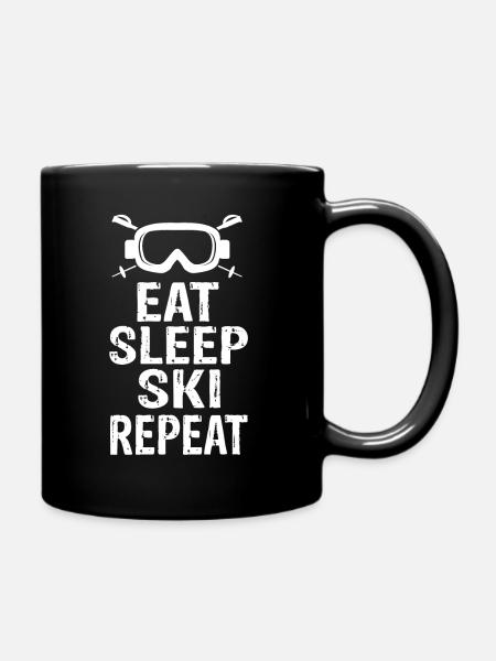 Eat Sleep Ski Repeat - Full Colour Mug - black