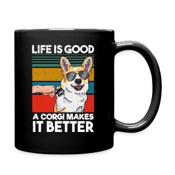 Life Is Good A Corgi Makes It Better Fist Bump - Full Colour Mug - black - Right