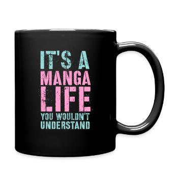 Manga Geschenk - Tasse einfarbig - Schwarz - Rechts