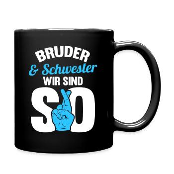 Bruder und Schwester - Tasse einfarbig - Schwarz - Rechts