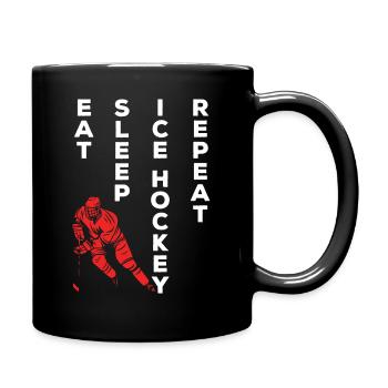 Eishockey Eat Sleep Ice Hockey Repeat I Ice Hockey - Tasse einfarbig - Schwarz - Rechts