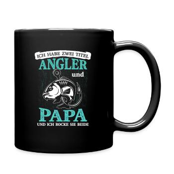 Zwei Titel Angler Und Papa Und Ich Rocke Sie Beide - Tasse einfarbig - Schwarz - Rechts