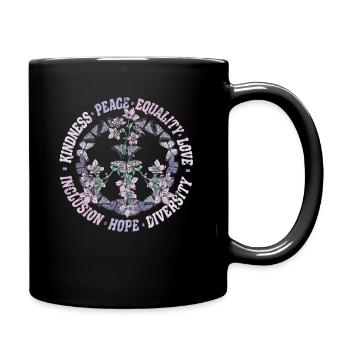 Vielfalt Gleichheit Liebe Frieden Menschenrechte - Tasse einfarbig - Schwarz - Rechts
