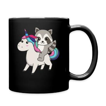 Waschbär Einhorn Tiere Einhörner Waschbären - Tasse einfarbig - Schwarz - Rechts