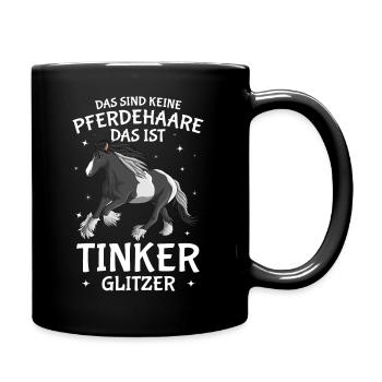 Tinker Pferd Glitzer Reiterin Pferde Mädchen - Tasse einfarbig - Schwarz - Rechts