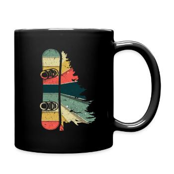 Freestyle Snowboarding Retro Snowboard Pine Tree - Full Colour Mug - black - Right