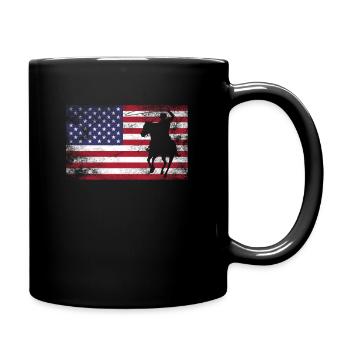 USA Flagge Cowboy - Tasse einfarbig - Schwarz - Rechts