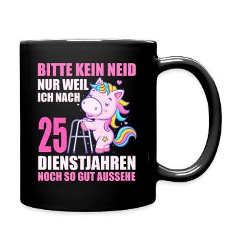 25 Jahre im Dienst 25 Jähriges Dienstjubiläum - Tasse einfarbig - Schwarz - Rechts
