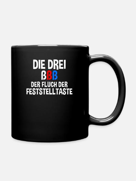 Die Drei ßßß Der Fluch Der Feststelltaste - Tasse einfarbig - Schwarz