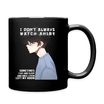 Anime Teenager Boy Watches Anime - Full Colour Mug - black - Right