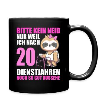 20 Jahre im Dienst 20 Jähriges Dienstjubiläum - Tasse einfarbig - Schwarz - Rechts