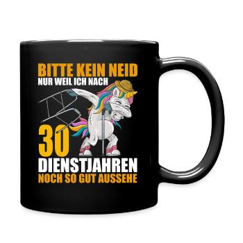 30 Jahre im Dienst 30 Jähriges Dienstjubiläum - Tasse einfarbig - Schwarz - Rechts