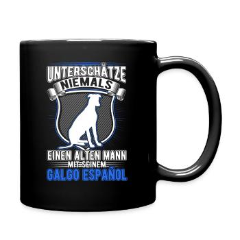 Galgo Español Alter Mann Spanischer Windhund - Tasse einfarbig - Schwarz - Rechts