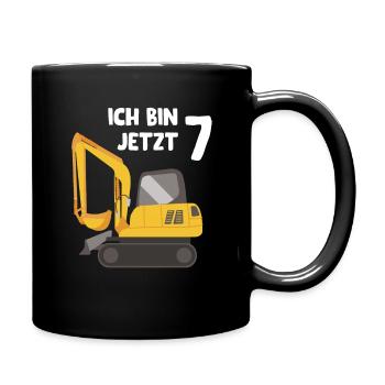 7 Geburtstag Bagger - 7 Jahre Alt - Tasse einfarbig - Schwarz - Rechts