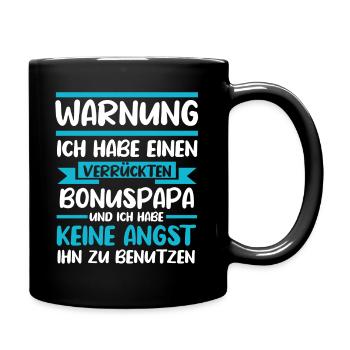 Verrückte Bonuspapa - Tasse einfarbig - Schwarz - Rechts