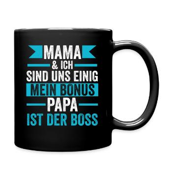 Bonuspapa ist der Boss - Tasse einfarbig - Schwarz - Rechts