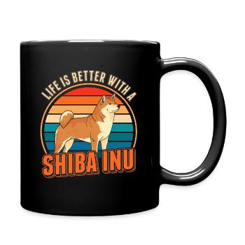 Life is better with a Shiba Inu - Full Colour Mug - black - Right