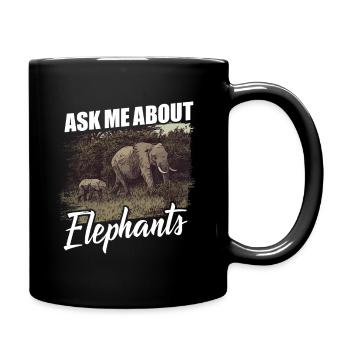 Elefant Elefanten - Tasse einfarbig - Schwarz - Rechts