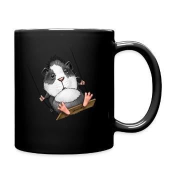 Cochon d’Inde mignon sur balançoire - Mug uni - noir - Droite