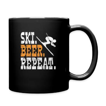 Ski Bier Skifahren Schnee Skiurlaub Geschenk - Tasse einfarbig - Schwarz - Rechts