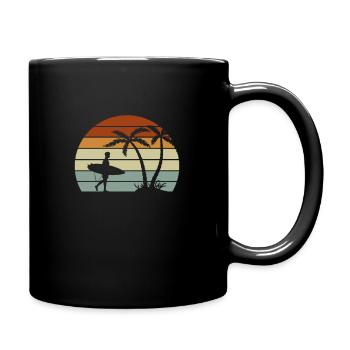 Surfen Surfer Meer Surfbrett Surfergirl Geschenk - Tasse einfarbig - Schwarz - Rechts