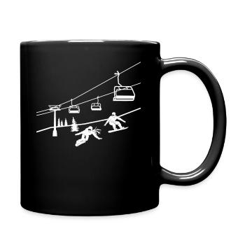 Snowboard Snowboarding Ski-Ski Lift Snowboarder - Full Colour Mug - black - Right