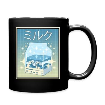 Kawaii Milch Kanagawa-Welle Lofi Aesthetic - Tasse einfarbig - Schwarz - Rechts