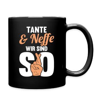 Tante und Neffe - Tasse einfarbig - Schwarz - Rechts