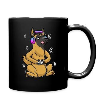 Malinois Hund Spieler Spielen Videospiel Mechelaar - Tasse einfarbig - Schwarz - Rechts