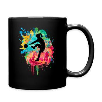 Fussballerin - PopArt Style - Tasse einfarbig - Schwarz - Rechts