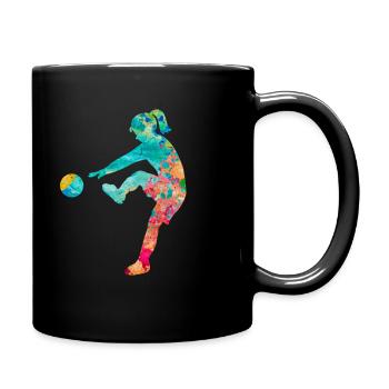 Fussballerin - PopArt Style - Tasse einfarbig - Schwarz - Rechts
