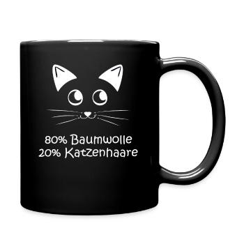 Baumwolle Katzenhaare - Spuren von Katze - Sprüche - Tasse einfarbig - Schwarz - Rechts