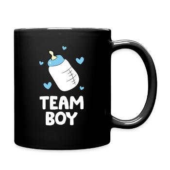 Gender Reveal Baby Shower Team Junge - Tasse einfarbig - Schwarz - Rechts