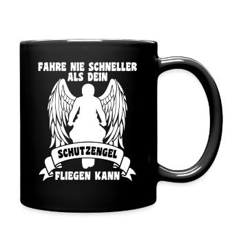Motorrad fahre nie schneller als dein Schutzengel - Tasse einfarbig - Schwarz - Rechts
