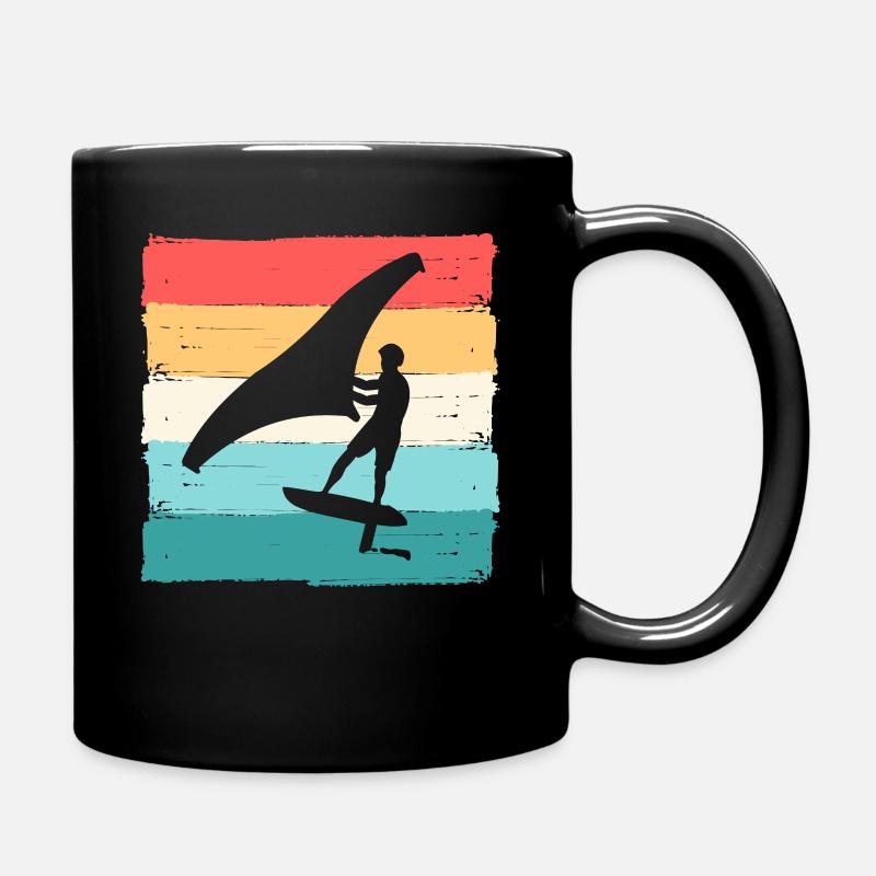 Wing Foiling Surf Surfing Surfer - Full Colour Mug - black