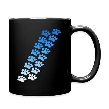 Pfote Retro Hund Katze Haustier - Tasse einfarbig - Schwarz - Rechts