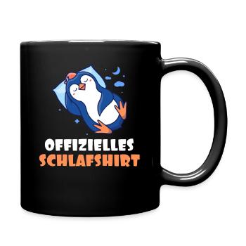 Pinguin Offizielles Schlafshirt Schlafanzug - Tasse einfarbig - Schwarz - Rechts
