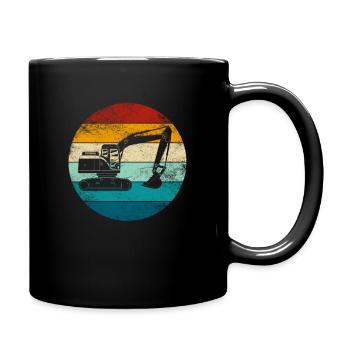 Excavatrice Excavatrice Conducteur Chantier de construction Rétro Ouvrier de la construction - Mug uni - noir - Droite