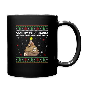 Slothy Christmas Sloth Christmas - Full Colour Mug - black - Right