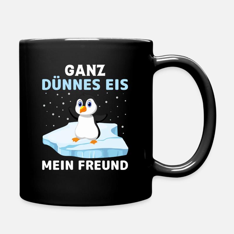 Pinguin Geschenk ganz dünnes Eis - Tasse einfarbig - Schwarz
